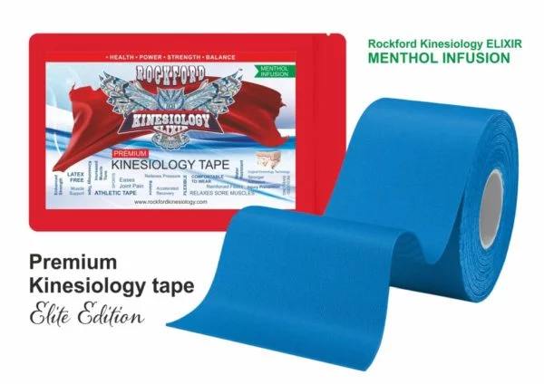 ELIXIR Kinesiology Tape by Rockford Kinesiology – Menthol Infusion Tape 5 cm x 5m - Blue Color