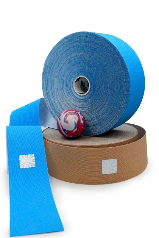 Gold Edition Kinesiology Tape for SPORTS - Synthetic Fibers by Rockford Kinesiology - Blue Color - 5cm x 32m