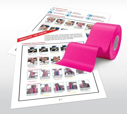 Kinesiology Tape – Synthetic Fibers special for SPORTS – Ultra Long Lasting Joint Support – Pink Color – 5cm x 5m by Rockford Kinesiology